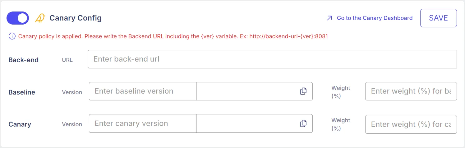 API Details Screen - Canary Config