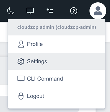 Profile pop-up menu screen