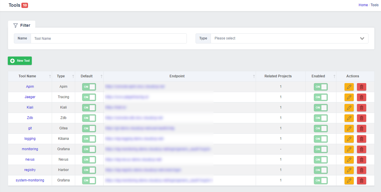 Viewing the complete list of tools