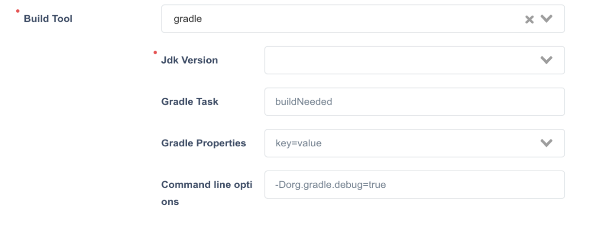 Gradle Configuration Screen