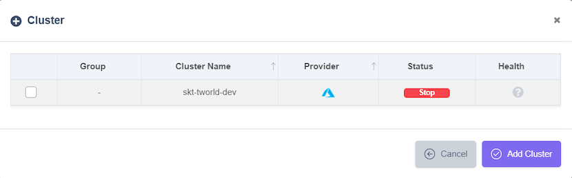 Add Deployment Group Cluster pop-up screen